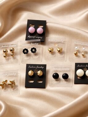 Classic Pink Round Stud Earrings - Fashion Jewelry